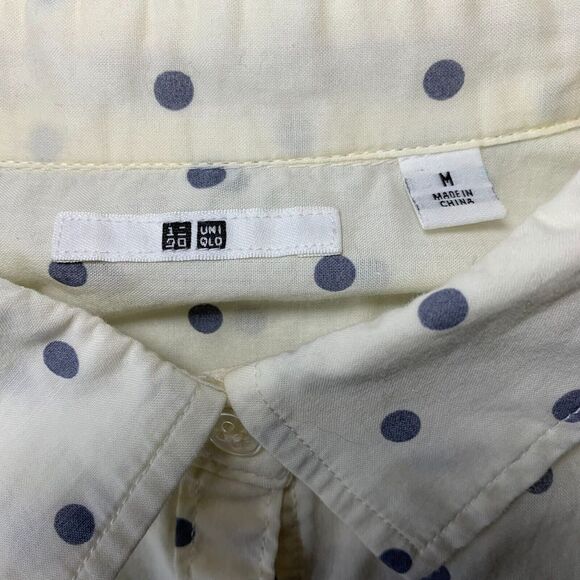 UNIQLO Shirt Womens Medium Button Up Blouse Top Polka Dot Long Sleeve - Picture 3 of 8